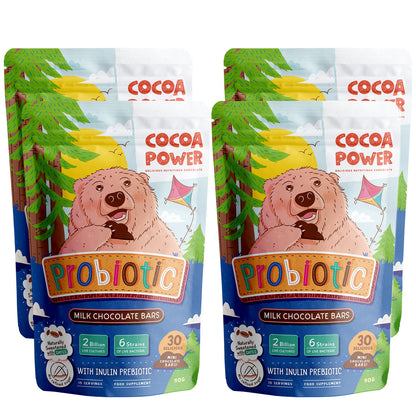 Cocoa Power Kids Probiotic Chocolate – 6 Strains, 2B CFU, Live Cultures & Prebiotics for Happy, Healthy Tummies