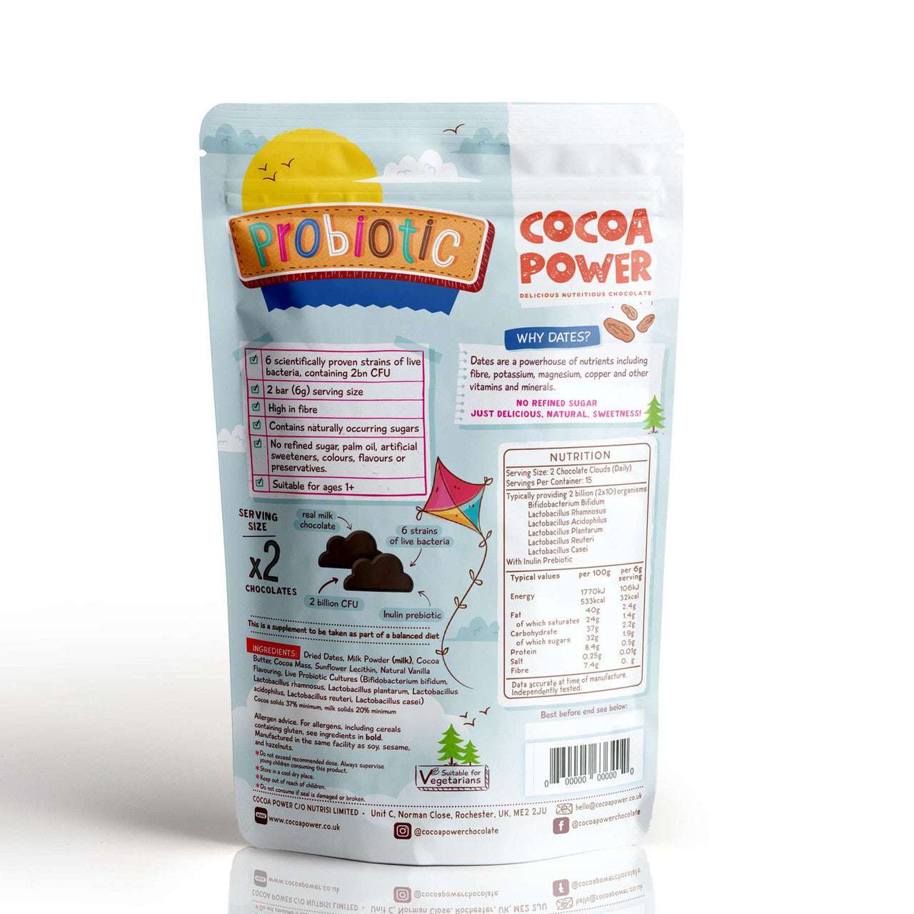 Probiotic Chocolate Kids Supplement PBC1690-1 Cocoa Power Chocolate