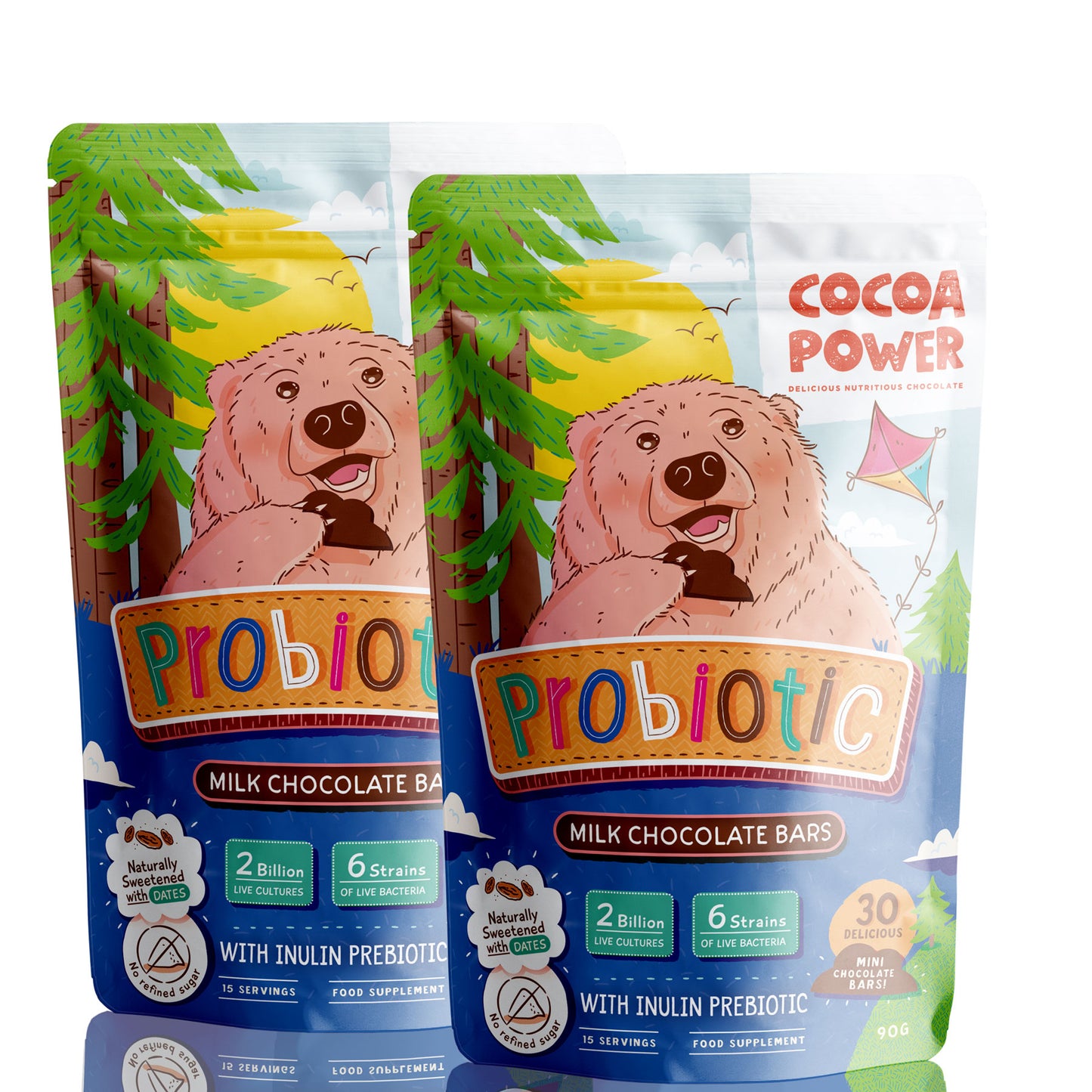 Cocoa Power Kids Probiotic Chocolate – 6 Strains, 2B CFU, Live Cultures & Prebiotics for Happy, Healthy Tummies